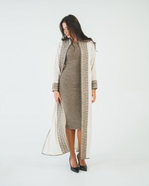 One-piece open caftan (kimono top, beige)