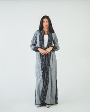 One-piece open caftan (kimono top, gray)